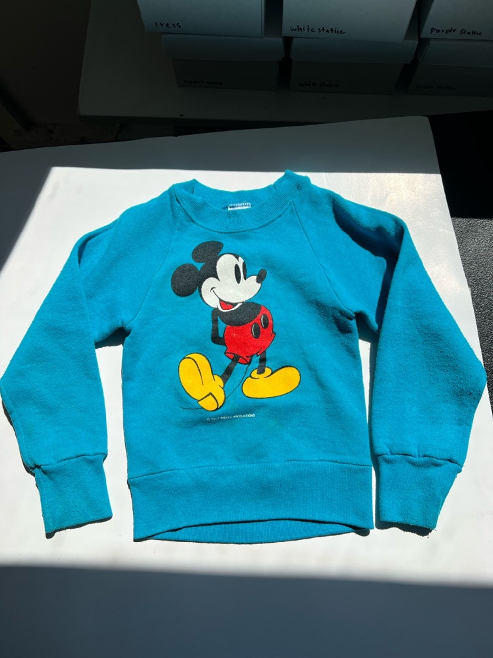 Kids Vintage Jerzees Teal Mickey Mouse Graphic Sweatshirt XS (age 2-4)